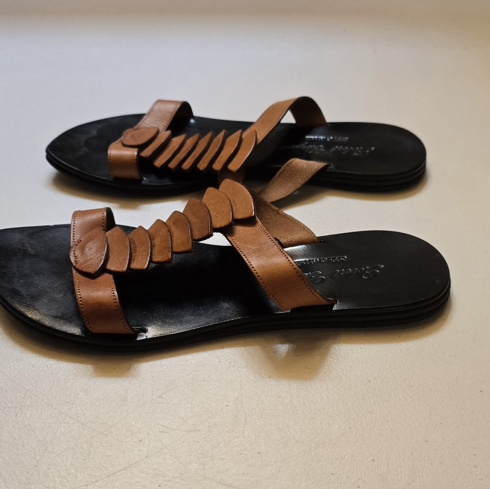 Robert Clergerie Black & Brown Leather Slide Sandals - Picture 4 of 6